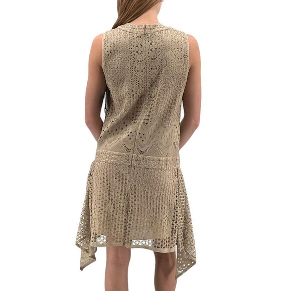 NEW Anna Sui Dress Drop Waist Sleeveless Crochet/Lace Handkerchief Hem | Size 2 - Picture 9 of 14
